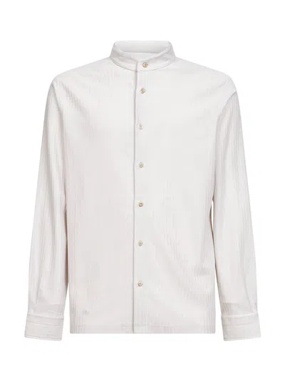 Brunello Cucinelli Beige Jacquard Jersey Shirt In White