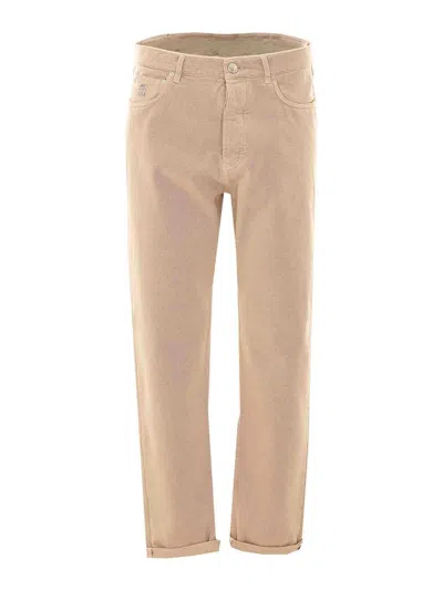 Brunello Cucinelli Logo-patch Jeans In Neutral
