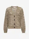 Brunello Cucinelli Foliage Lace Cardigan In Linen And Silk Diamante