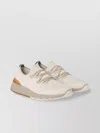 Brunello Cucinelli Cotton Sneakers In Ivory With Front Lace-up Fastening In White