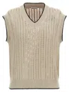 Brunello Cucinelli Beige Knit Vest In Beige