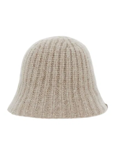Brunello Cucinelli Beige Knitted Bucket Hat In Neutral