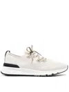 Brunello Cucinelli Perforated-detail Low-top Sneakers In Beige