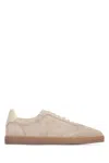 Brunello Cucinelli Beige Lace Up Sneakers In Gold