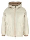 Brunello Cucinelli Beige Laminated Reversible Down Jacket In White