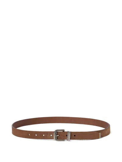 Brunello Cucinelli Beige Leather Belts In Brown
