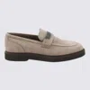 Brunello Cucinelli Crocodile Effect Round Toe Flat Sole Loafers In Neutral