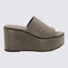 Brunello Cucinelli Suede Slide Wedge Platform Sandals