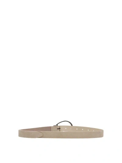 Brunello Cucinelli Beige Leather Regular Belt In Neutral