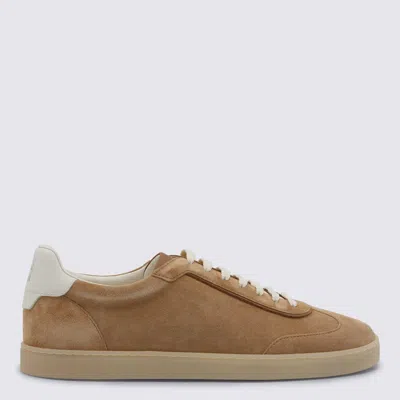 Brunello Cucinelli Beige Leather Sneakers In Brown