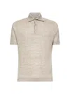 Brunello Cucinelli Linen Blend Polo Shirt With Traditional Collar In Neutral