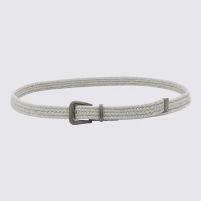 Brunello Cucinelli Beige Linen Belt In Gray