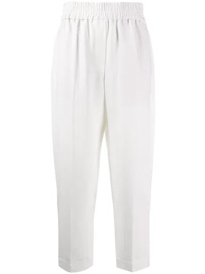 BRUNELLO CUCINELLI BEIGE LINEN BLEND BAGGY TROUSERS