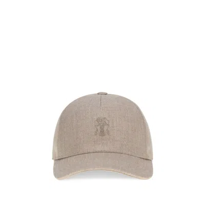 Brunello Cucinelli Beige Linen Cap (baseball Hat)