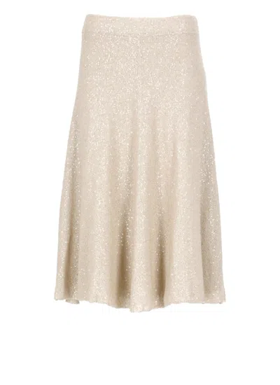 Brunello Cucinelli Beige Linen Cashmere Silk Skirt
