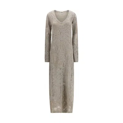 Brunello Cucinelli Beige Linen Casual Women's Dress In Sand