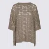 Brunello Cucinelli Perforated Oversized Sweater In Beige