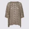Brunello Cucinelli Perforated Oversized Sweater In Beige