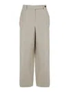 Brunello Cucinelli Beige Pants With Hidden Front Closure And Applied Buttons In Linen Woman In Neutrals