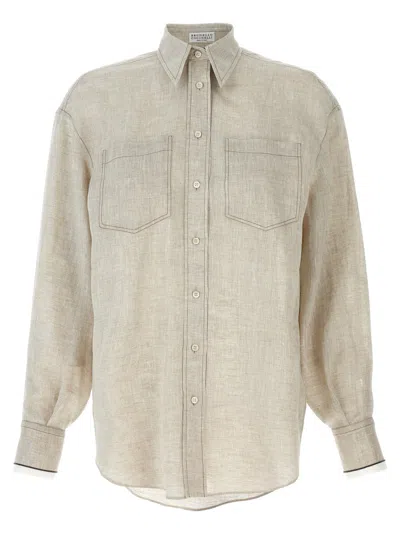 BRUNELLO CUCINELLI BEIGE LINEN SHIRT