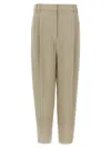 Brunello Cucinelli Women Slouchy Trousers In Sparkling Linen Canvas With Jewellery In Beige