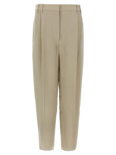 BRUNELLO CUCINELLI BEIGE LINEN TROUSERS