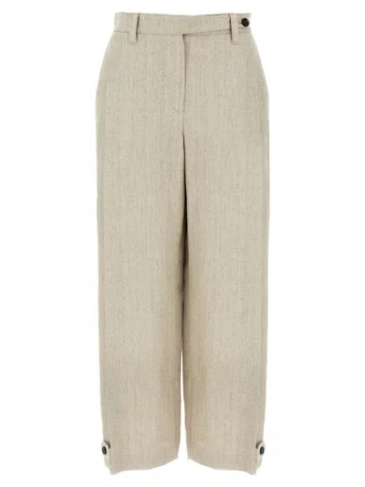 BRUNELLO CUCINELLI BEIGE LINEN TROUSERS