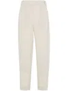 Brunello Cucinelli Slouchy Trousers In Sparkling Linen Canvas With Jewellery In Beige