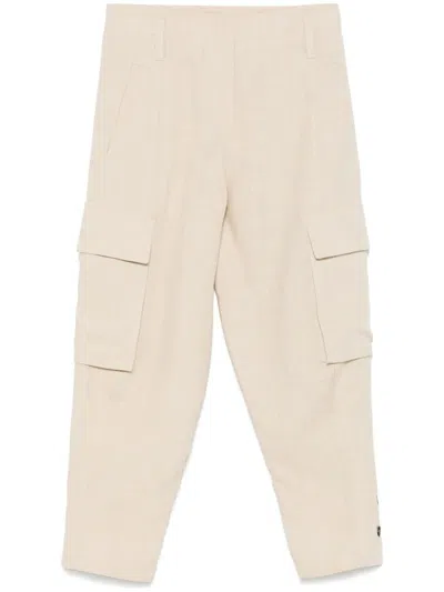 Brunello Cucinelli Beige Linen Trousers In White