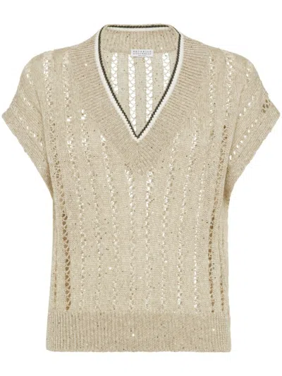 BRUNELLO CUCINELLI BEIGE T-SHIRT DAZZLING