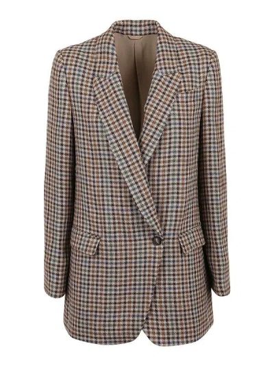 Brunello Cucinelli Beige Linen Women's Coat In Multi