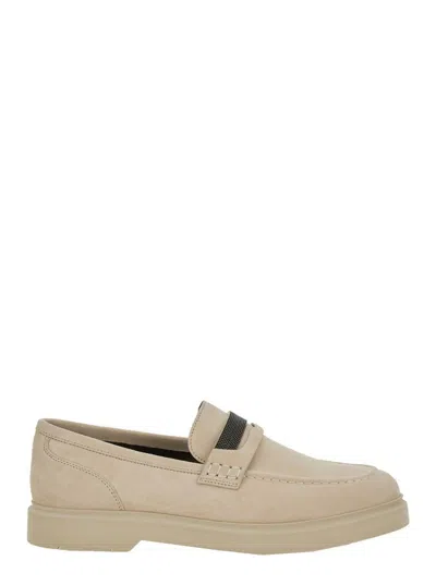 Brunello Cucinelli Beige Loafers With Monile Detail