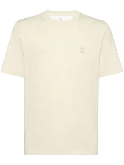 Brunello Cucinelli Logo Printed Crewneck T-shirt In Multicolor