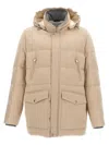Brunello Cucinelli Knit Insert Down Jacket Puffer Jackets Beige In Beige