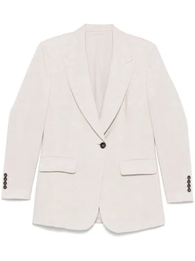 Brunello Cucinelli Beige Lurex Blazer In Neutral