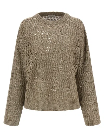 BRUNELLO CUCINELLI BEIGE MICRO SEQUIN SWEATER