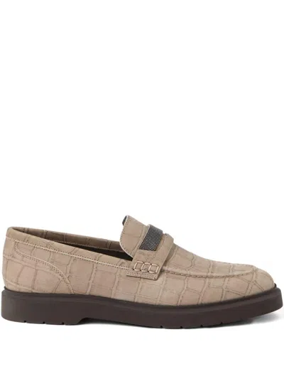 BRUNELLO CUCINELLI BEIGE MOCCASINS WITH FRONT DETAIL BRUNELLO CUCINELLI