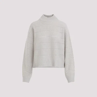 BRUNELLO CUCINELLI BEIGE MOCK NECK JUMPER