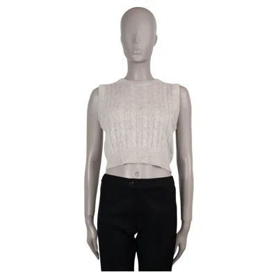 Pre-owned Brunello Cucinelli Beige Mohair 2021 Lurex Cable Knit Sweater Vest 42 M In Brown