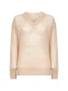 Brunello Cucinelli Women Beige Mohair Blend Dazzling Mesh Sweater In Multi