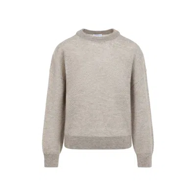 Brunello Cucinelli Brown Mohair Polyamide Wool Metallic T-shirt In Gray