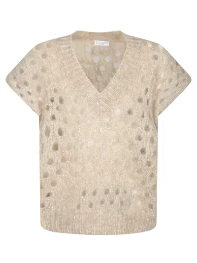 BRUNELLO CUCINELLI BEIGE MOHAIR SWEATER