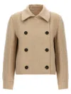 Brunello Cucinelli Cashmere Coat With Notched Collar And Double-breasted Design In Neutral