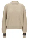 Brunello Cucinelli Women Monile Cuffs Sweater In Neutral