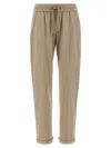 Brunello Cucinelli Elastic Waistband Rolled Cuffs Side Pockets In Brown