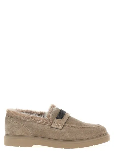 Brunello Cucinelli Beige Monile Loafers