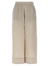 Brunello Cucinelli Beige Crop Pants With Monile Decorations In Beige