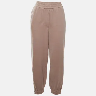 Pre-owned Brunello Cucinelli Beige Monoli Detail Jersey Relaxed Fit Sweatpants M