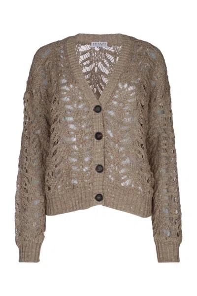Brunello Cucinelli Beige Open-knit Cardigan