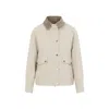 Brunello Cucinelli Hooded Parka Coat Contrast Collar Design In Neutral